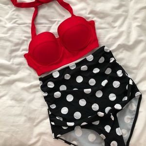 Vintage style high waisted bikini set